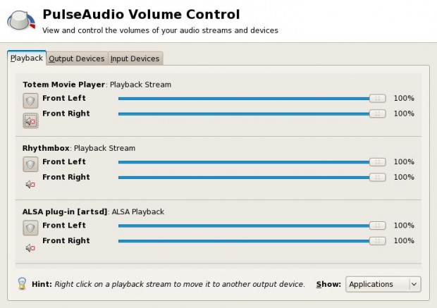 Pulseaudio Device and Application Control