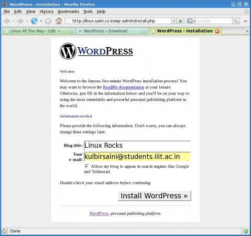 Wordpress Blog Config
