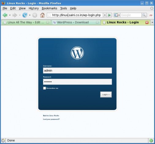 Wordpress Admin Login