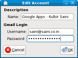 GNOME Gmail Notifier Add Google Apps Account